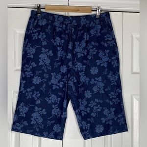 Women's American Sweetheart Bermuda Shorts Knee Length Denim Chino Floral Rose M
